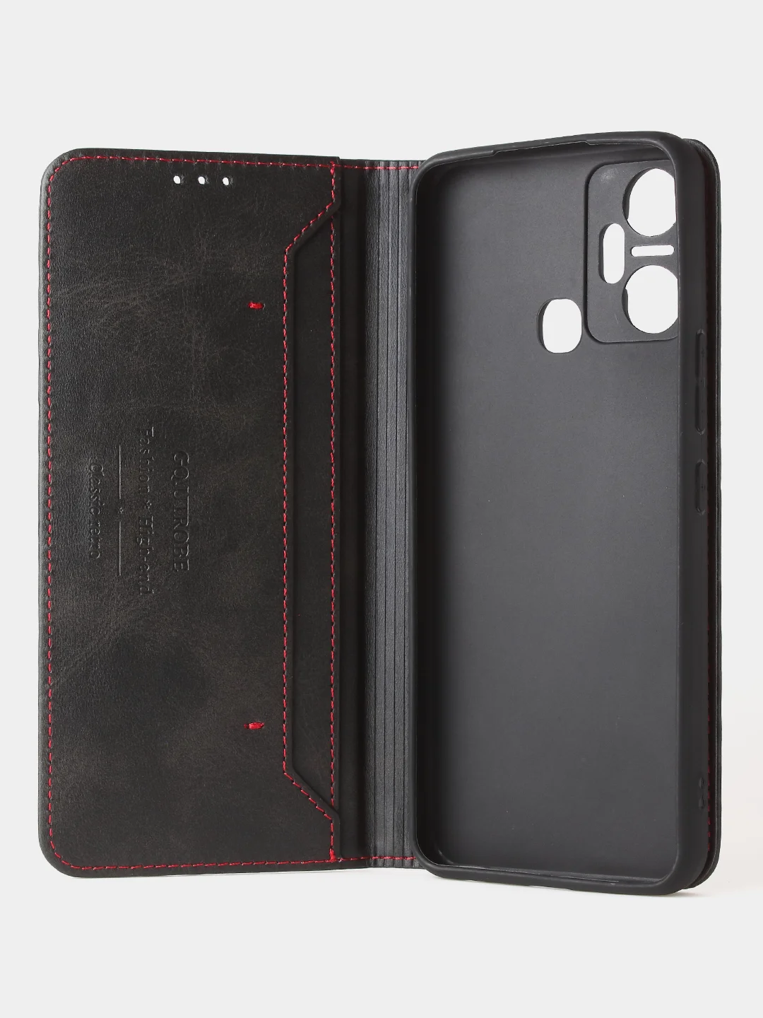 Черный чехол-книжка GQ для Infinix Smart 6 Plus, искусственная кожа
