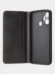 Черный чехол-книжка GQ для Infinix Smart 6 Plus, искусственная кожа