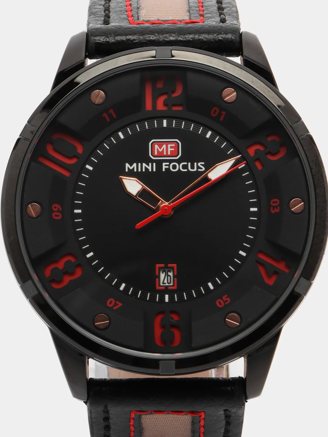 Черный мужские наручные часы Mini Focus MF0012G с календарём, в подарочной упаковке