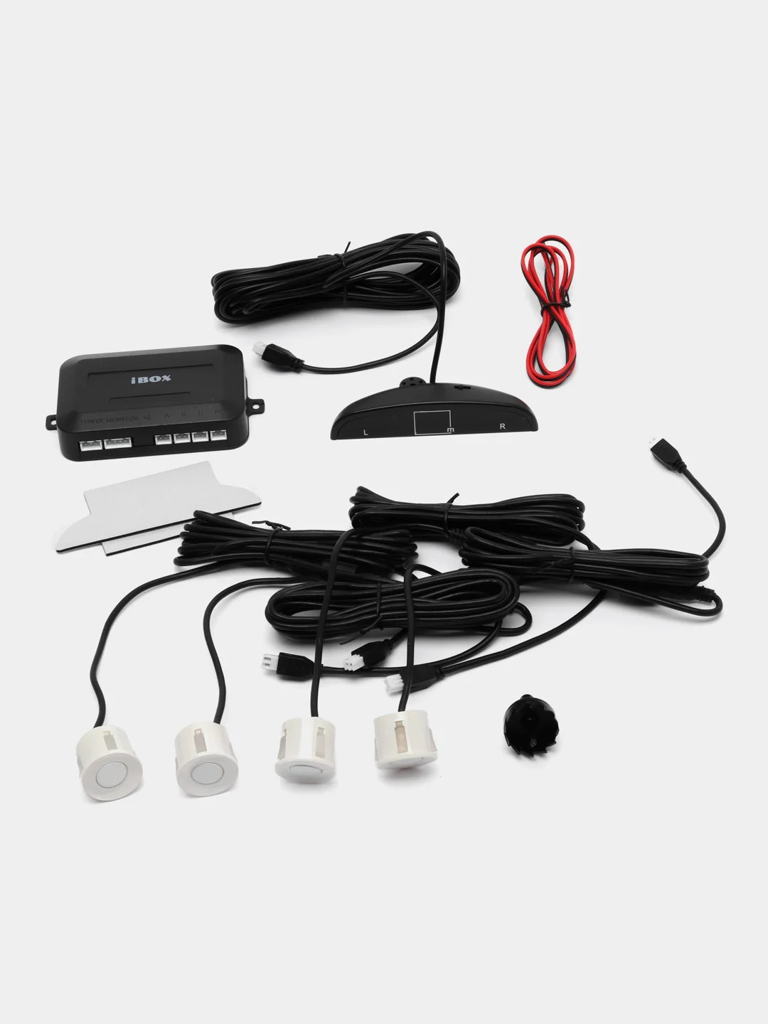 Система безопасной парковки iBOX PS 4000 W, датчики парковки на автомобиль 4 шт, белый