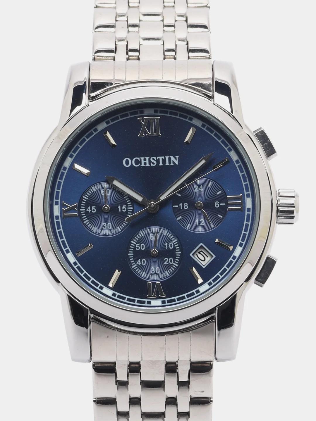 Серебряный мужские наручные часы Ochstin 6097A с хронографом в подарочной упаковке