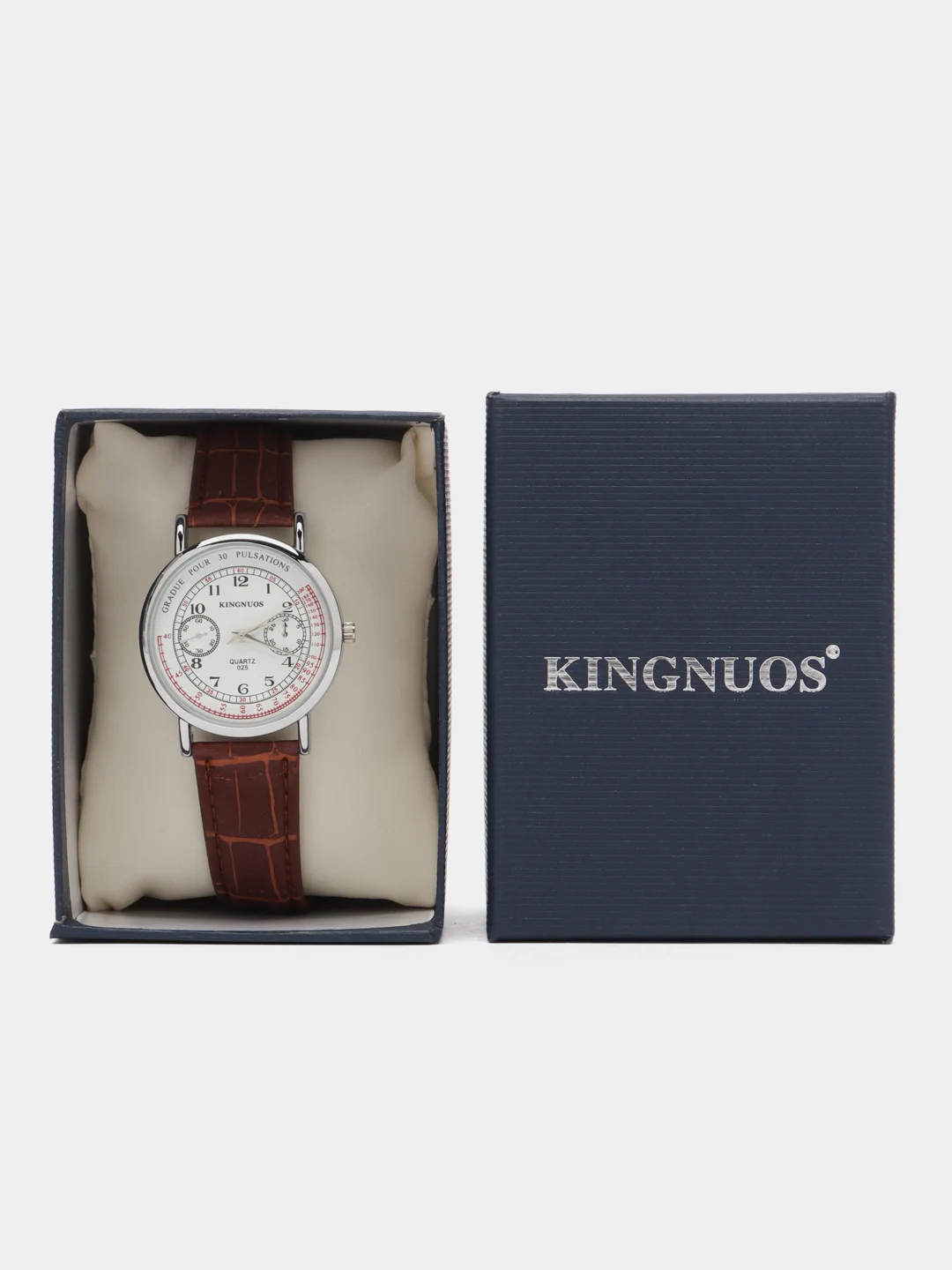 Серебряный мужские наручные часы KINGNUOS K-025, в подарочной упаковке