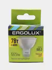 Лампа светодиодная Ergolux JCDR 7Вт GU5.3, теплый свет, 12158