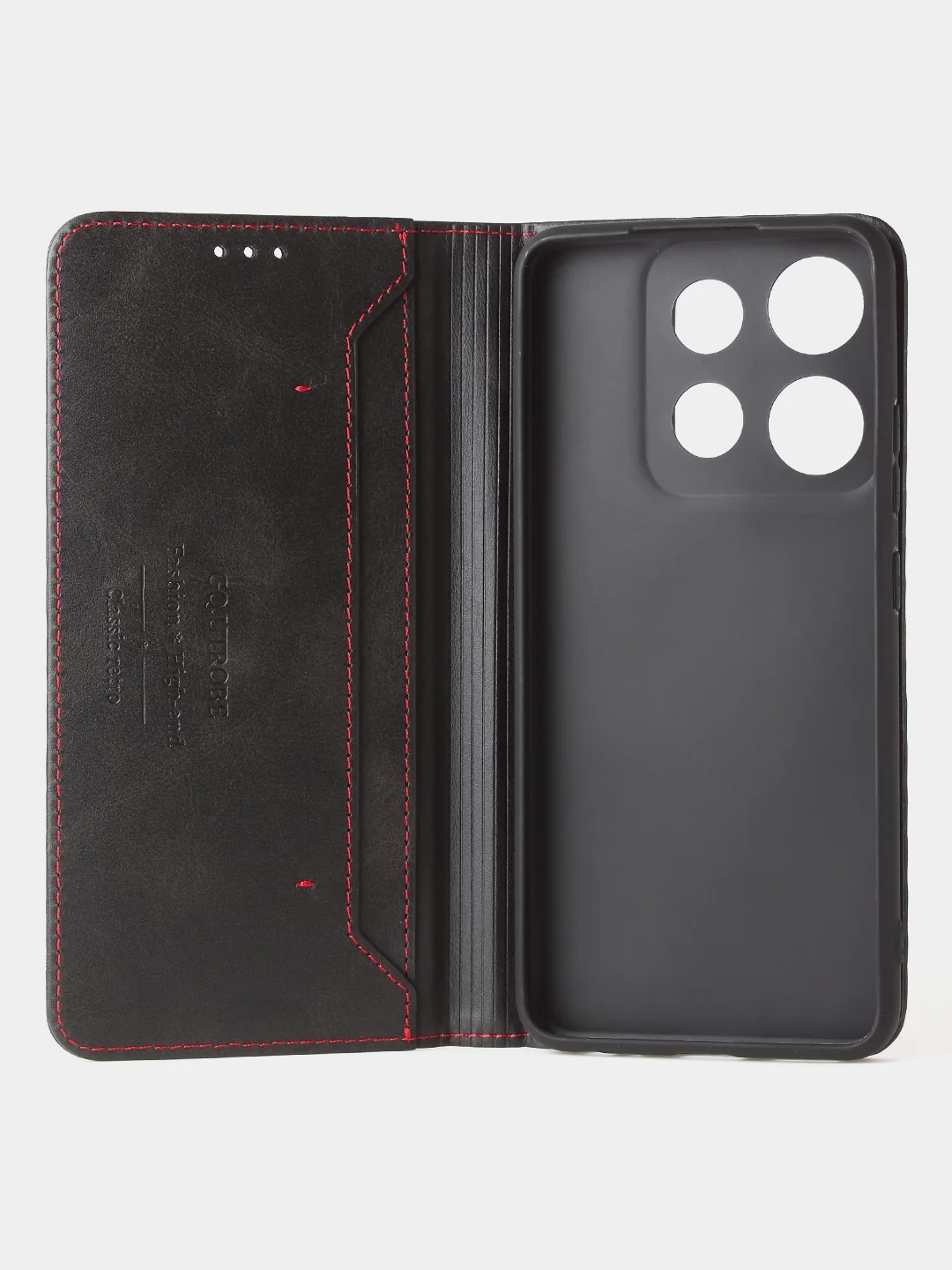 Черный чехол-книжка GQ для Infinix Smart 7, из высококачественной искусственной кожи