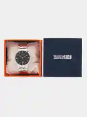 Черный мужские наручные часы Skmei Q0234 с металлическим браслетом и календарем