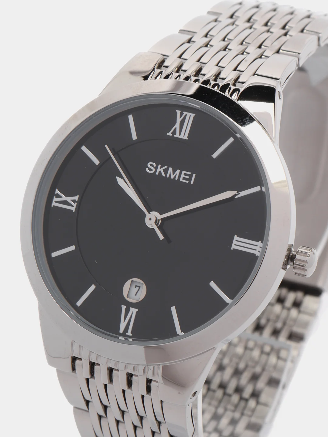 Черный мужские наручные часы Skmei Q0234 с металлическим браслетом и календарем