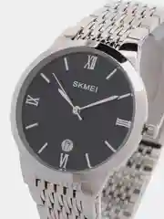Черный мужские наручные часы Skmei Q0234 с металлическим браслетом и календарем