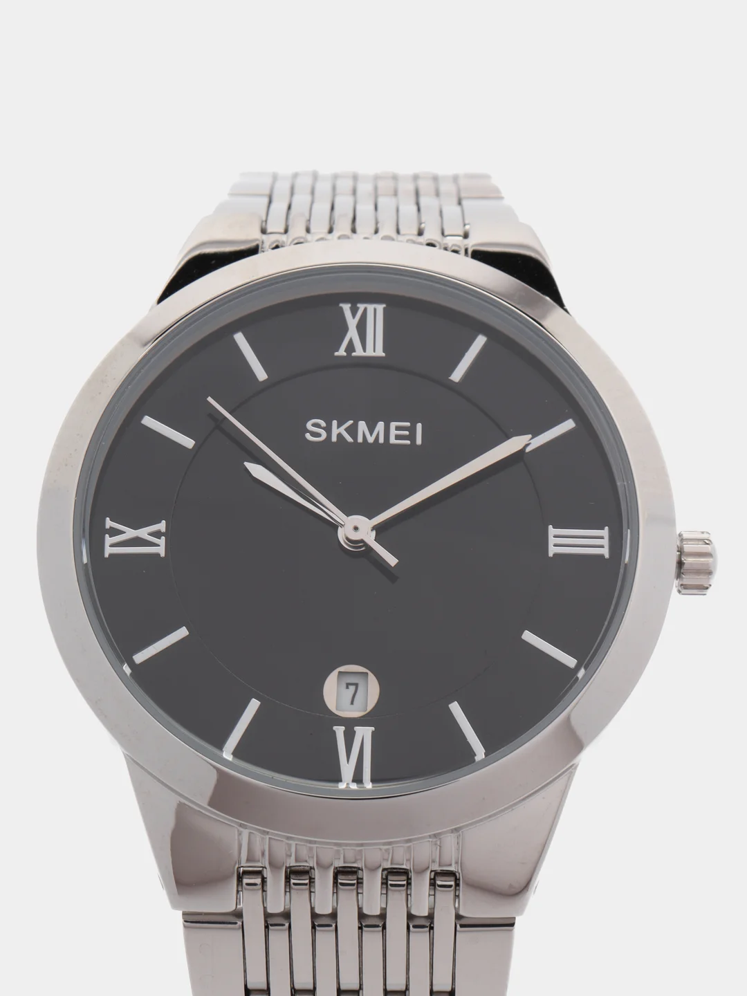 Черный мужские наручные часы Skmei Q0234 с металлическим браслетом и календарем