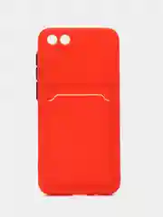 Красный силиконовый чехол для Honor 7A / 7А Prime / Хонор 7S / Huawei Y5 2018 / Y5 Lite, с карманом для карт, прозрачный
