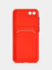 Красный силиконовый чехол для Honor 7A / 7А Prime / Хонор 7S / Huawei Y5 2018 / Y5 Lite, с карманом для карт, прозрачный