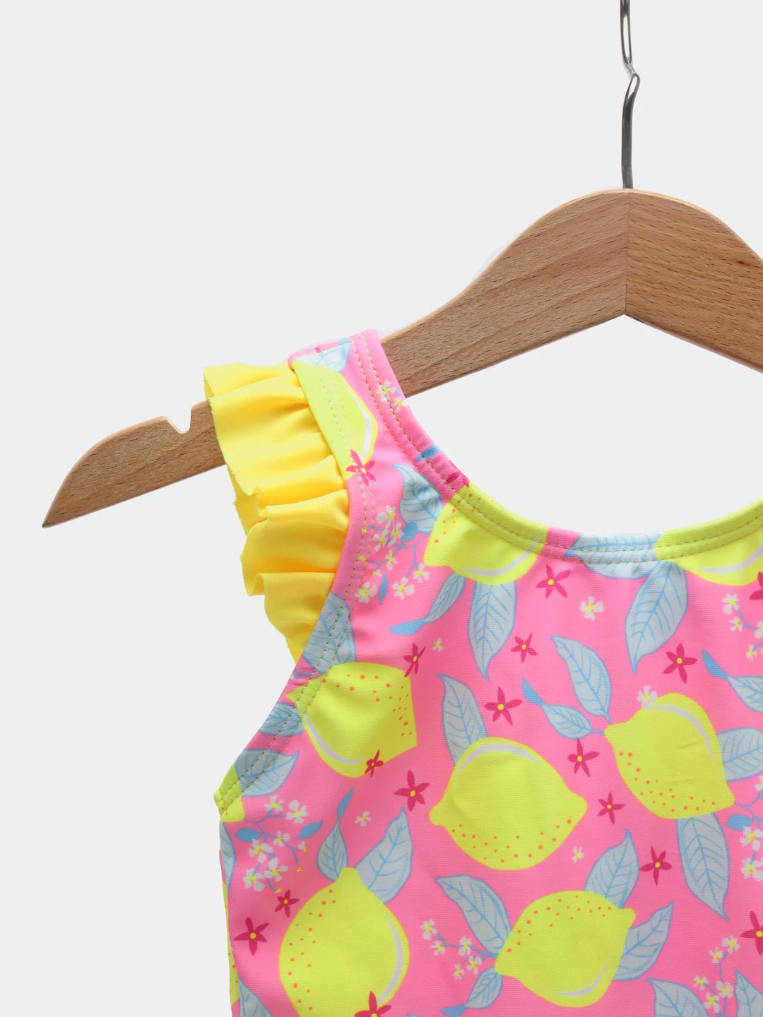 Бирюзовый детский купальник для девочки Тропики/Лимончики, 3-6 лет