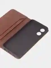 Коричневый чехол-книжка GQ для Oppo A17 / Oppo A17K, из высококачественной искусственной кожи