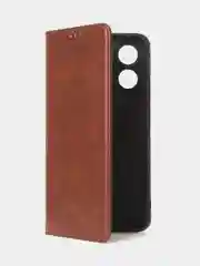 Коричневый чехол-книжка GQ для Oppo A17 / Oppo A17K, из высококачественной искусственной кожи