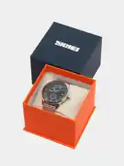 Серебряный мужские наручные часы Skmei 9182MH с календарем в подарочной упаковке