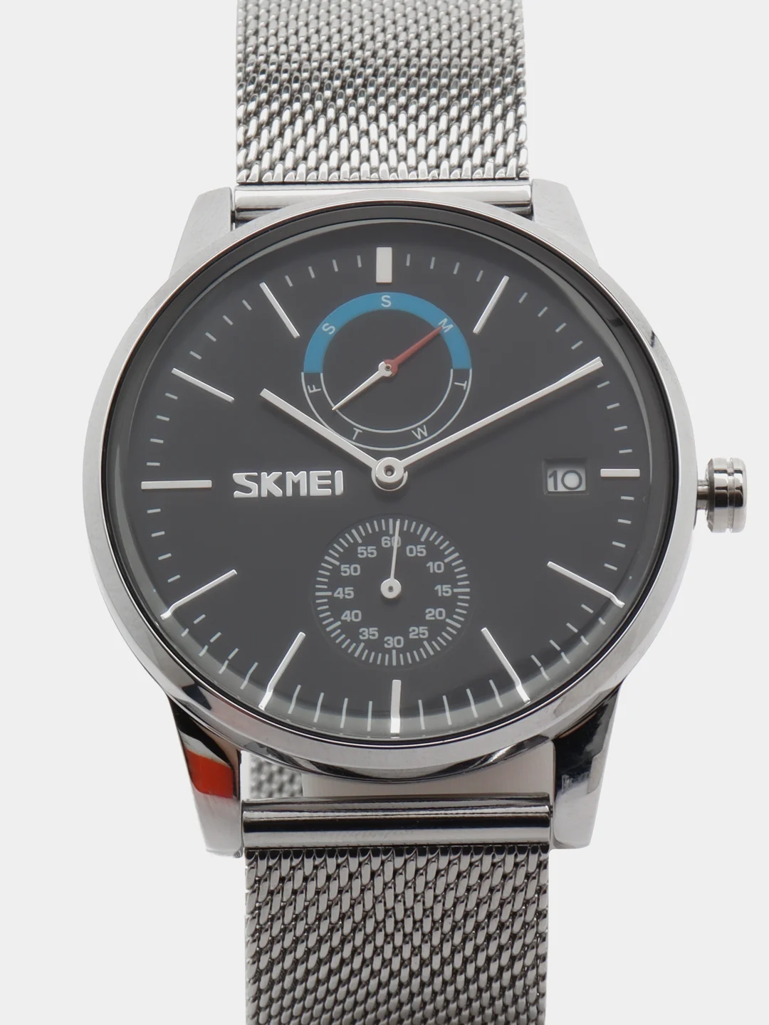 Серебряный мужские наручные часы Skmei 9182MH с календарем в подарочной упаковке