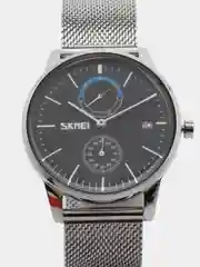 Серебряный мужские наручные часы Skmei 9182MH с календарем в подарочной упаковке