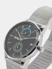Серебряный мужские наручные часы Skmei 9182MH с календарем в подарочной упаковке