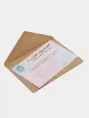 Голубой открытка - сертификат на желание в крафтовом конверте, на день рождения