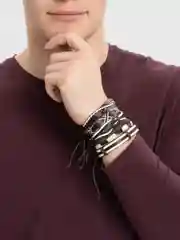 Медный набор браслетов, из экокожи, унисекс