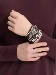 Медный набор браслетов, из экокожи, унисекс
