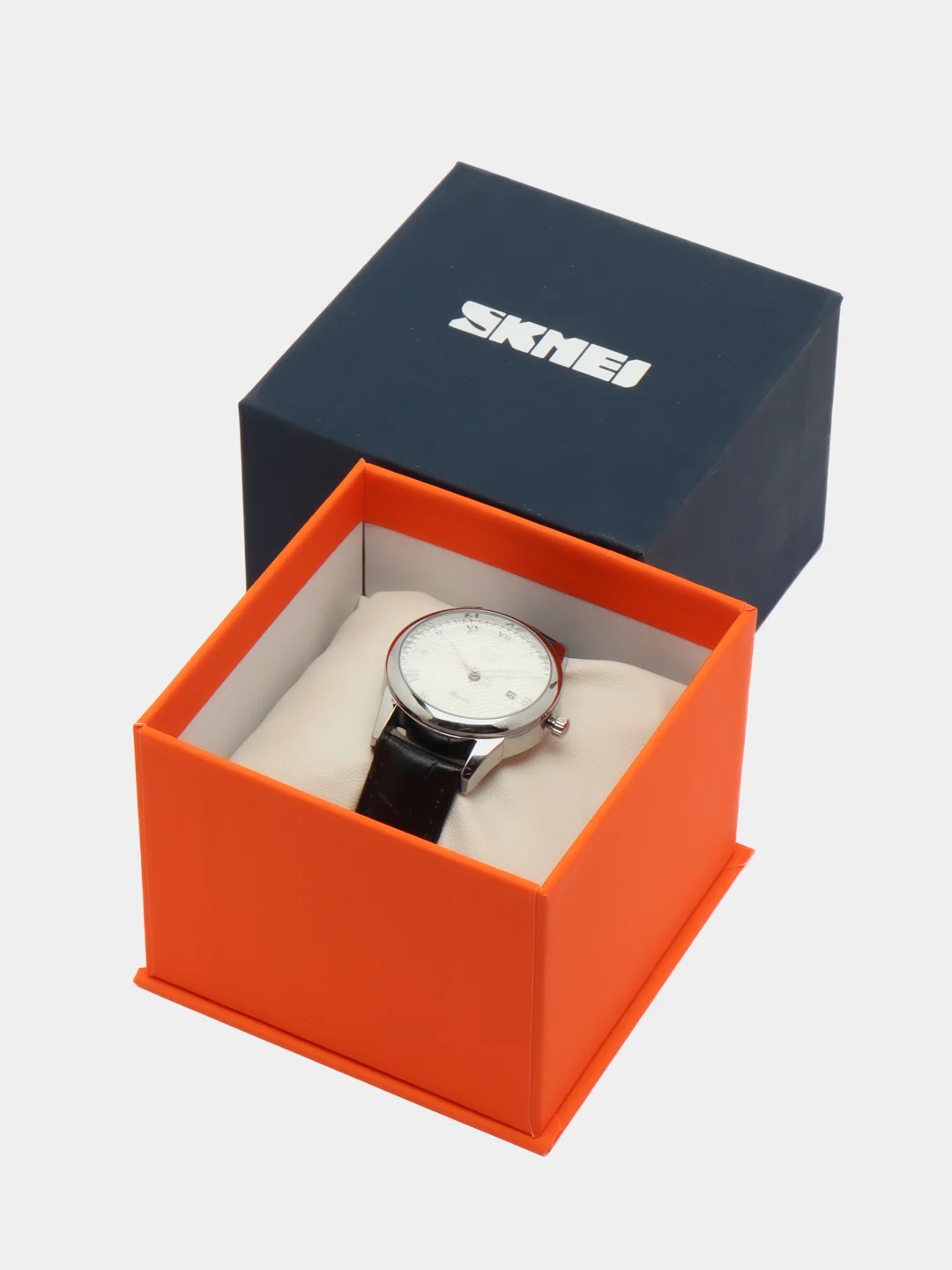 Серебряный женские наручные часы Skmei 9058L с календарем в подарочной упаковке