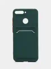 Зеленый чехол для Huawei Y6 2018 / Honor 7C / 7A Pro / Y6 Prime, с карманом для карт