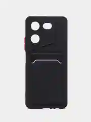 Черный чехол для Tecno Pova 5 / Pova 5 Pro (Техно Пова 5/Пова 5 Про), с карманом для карт