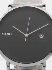 Серебряный мужские наручные часы Skmei 9183CS с металлическим браслетом и календарем