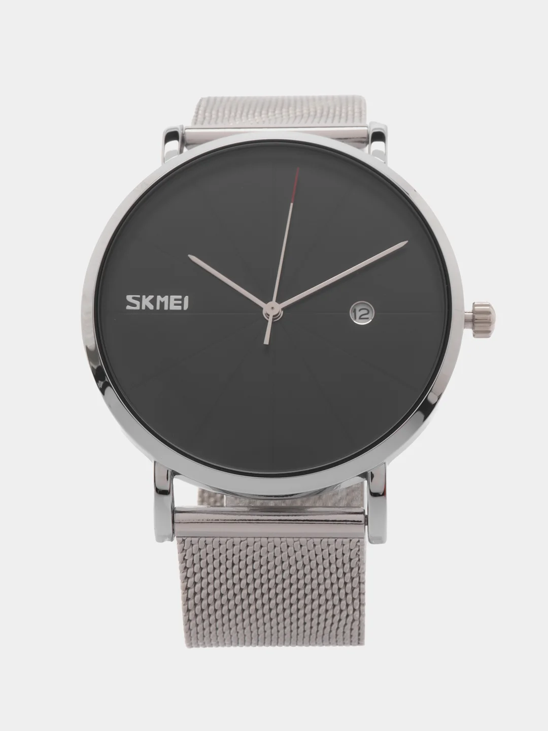 Серебряный мужские наручные часы Skmei 9183CS с металлическим браслетом и календарем