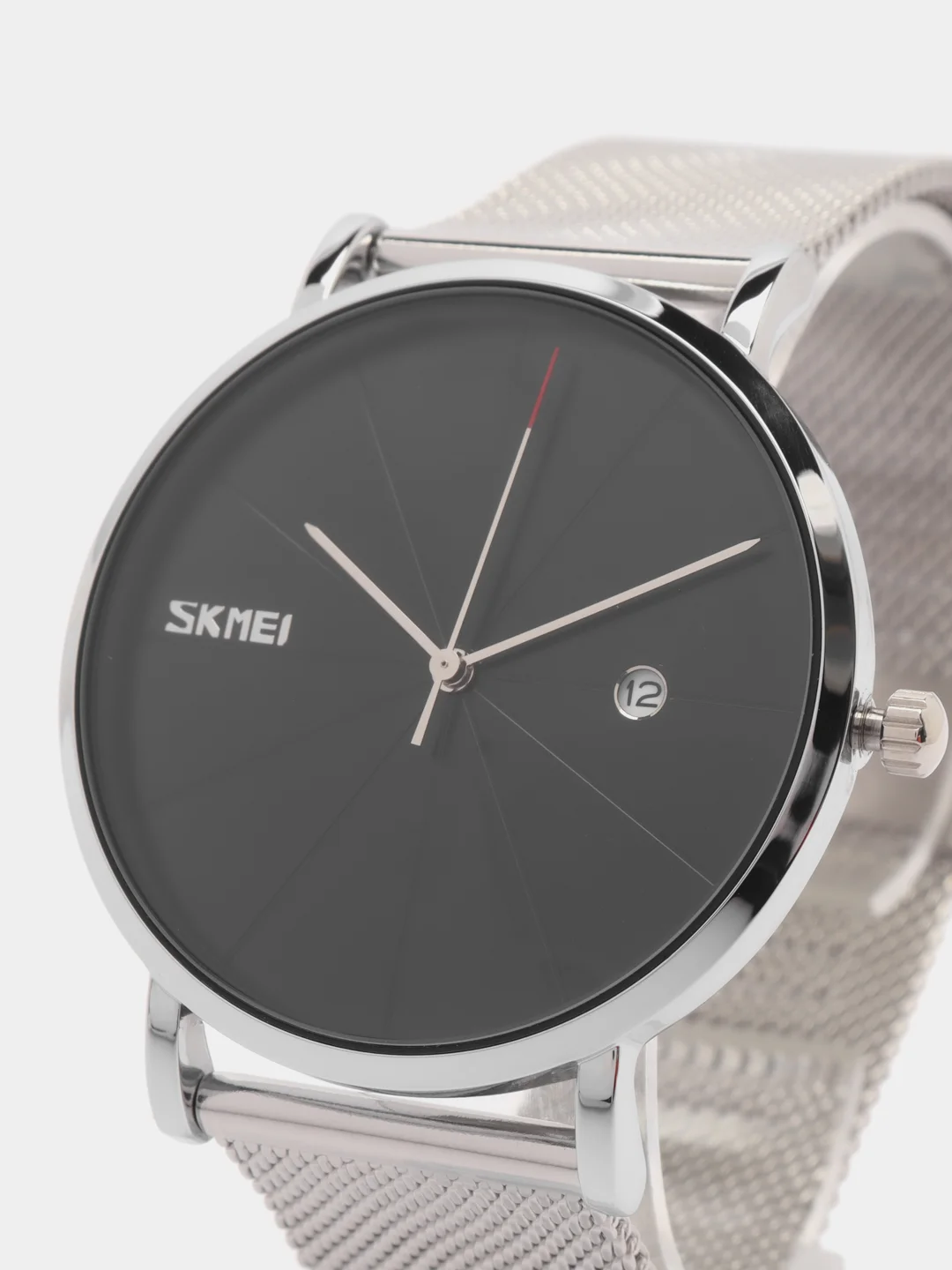 Серебряный мужские наручные часы Skmei 9183CS с металлическим браслетом и календарем