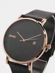 Бронзовый мужские наручные часы Skmei 9183CS с металлическим браслетом и календарем
