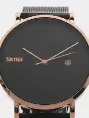 Бронзовый мужские наручные часы Skmei 9183CS с металлическим браслетом и календарем