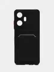 Черный силиконовый чехол для Realme C55 (Реалми С55), с карманом для карт