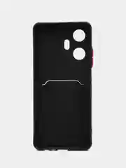 Черный силиконовый чехол для Realme C55 (Реалми С55), с карманом для карт