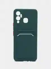 Зеленый чехол для Infinix HOT 12 PLAY NFC Хот 12 Плей, с карманом для карт, прозрачный