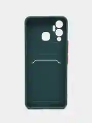 Зеленый чехол для Infinix HOT 12 PLAY NFC Хот 12 Плей, с карманом для карт, прозрачный