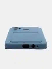 Синий меланж чехол для Infinix HOT 12 PLAY NFC Хот 12 Плей, с карманом для карт, прозрачный