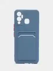 Синий меланж чехол для Infinix HOT 12 PLAY NFC Хот 12 Плей, с карманом для карт, прозрачный