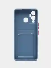 Синий меланж чехол для Infinix HOT 12 PLAY NFC Хот 12 Плей, с карманом для карт, прозрачный