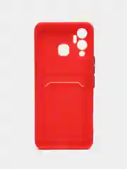 Красный чехол для Infinix HOT 12 PLAY NFC Хот 12 Плей, с карманом для карт, прозрачный