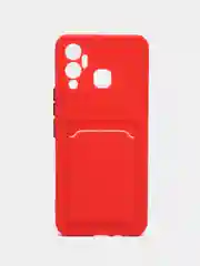Красный чехол для Infinix HOT 12 PLAY NFC Хот 12 Плей, с карманом для карт, прозрачный
