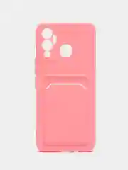 Розовый чехол для Infinix HOT 12 PLAY NFC Хот 12 Плей, с карманом для карт, прозрачный