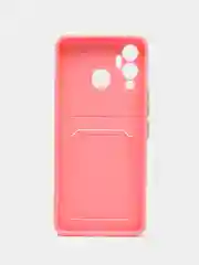 Розовый чехол для Infinix HOT 12 PLAY NFC Хот 12 Плей, с карманом для карт, прозрачный