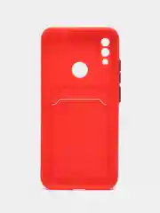 Красный силиконовый чехол для Xiaomi Redmi Note 7 (Сяоми Нот 7), с карманом для карт