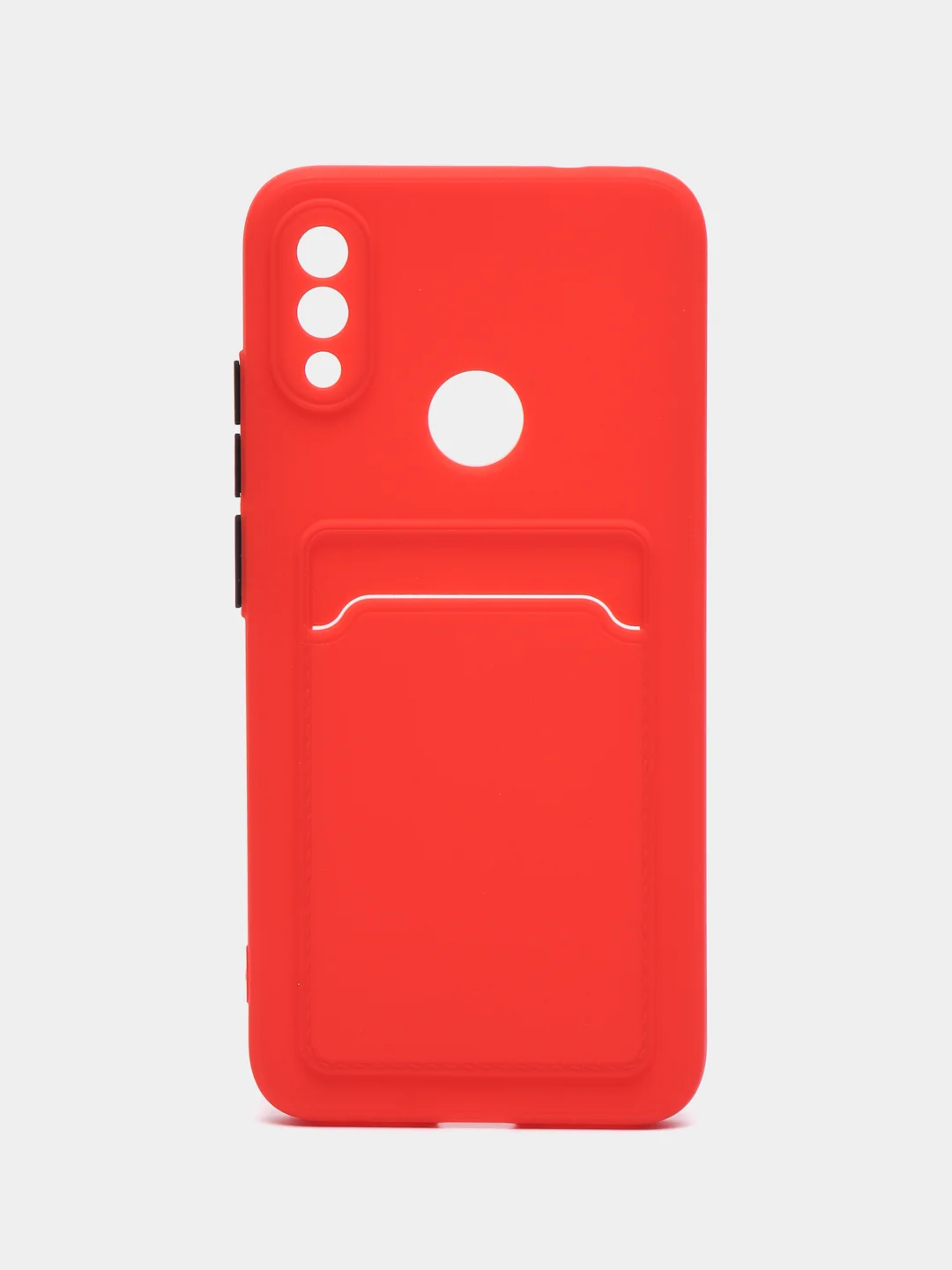 Красный силиконовый чехол для Xiaomi Redmi Note 7 (Сяоми Нот 7), с карманом для карт