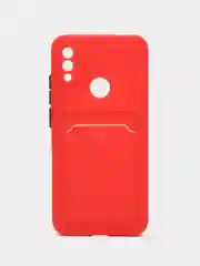 Красный силиконовый чехол для Xiaomi Redmi Note 7 (Сяоми Нот 7), с карманом для карт