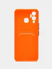 Оранжевый чехол для Infinix HOT 12 PLAY NFC Хот 12 Плей, с карманом для карт, прозрачный