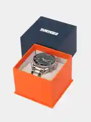 Серый металлик мужские наручные часы Skmei 1600  в подарочной упаковке