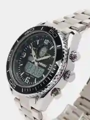 Серебряный мужские наручные часы Skmei 1600  в подарочной упаковке