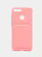 Розовый чехол для Huawei Y6 2018 / Honor 7C / 7A Pro / Y6 Prime, с карманом для карт